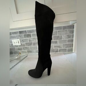 Lavorazione Artigiana Knee High Black Suede Platform High Heel Boots US 6.5